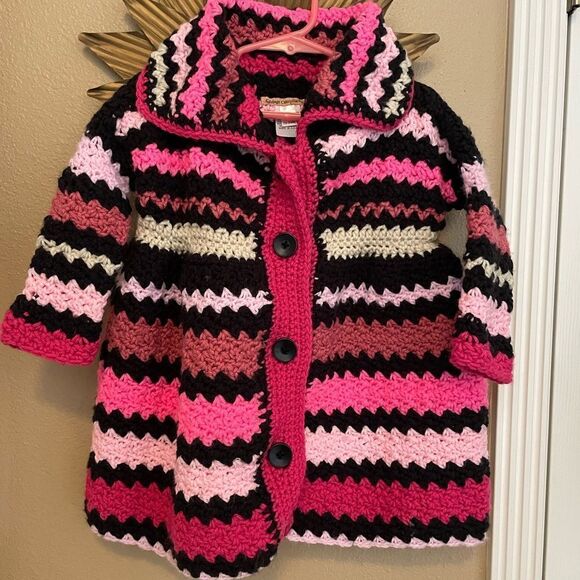 Little Girl Crochet Handmade Coat Dress 18-24 Months - Picture 1 of 16
